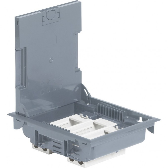 Напольная коробка LEGRAND с глубиной 75-105 мм неукомплектованная 12 модулей антикоррозийное покрытие RAL 7031 серый 089605