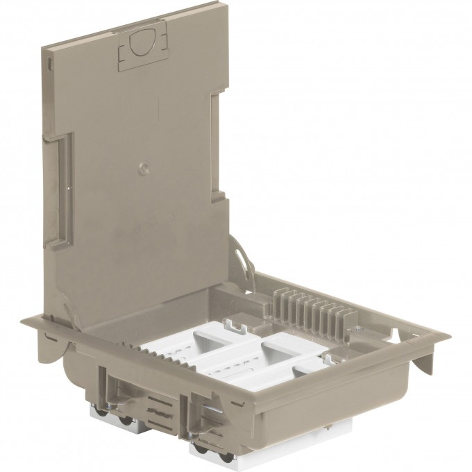 Напольная коробка LEGRAND с глубиной 75-105 мм неукомплектованная 12 модулей под покрытие RAL 1019 бежевый 089607