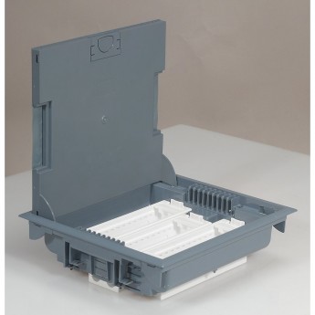 Напольная коробка LEGRAND с глубиной 75-105 мм неукомплектованная 18 модулей антикоррозийное покрытие RAL 7031 серый