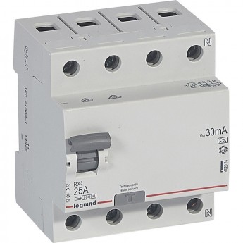 Выключатель дифференциального тока LEGRAND RX3 30мА 25А 4П тип A белый