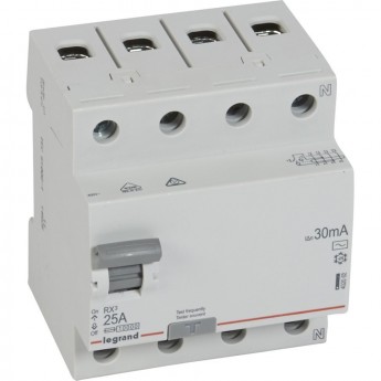 Выключатель дифференциального тока LEGRAND RX3 30мА 25А 4П тип AC белый