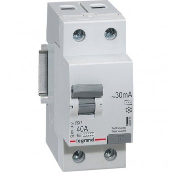 Выключатель дифференциального тока LEGRAND RX3 30мА 40А 2П тип AC белый