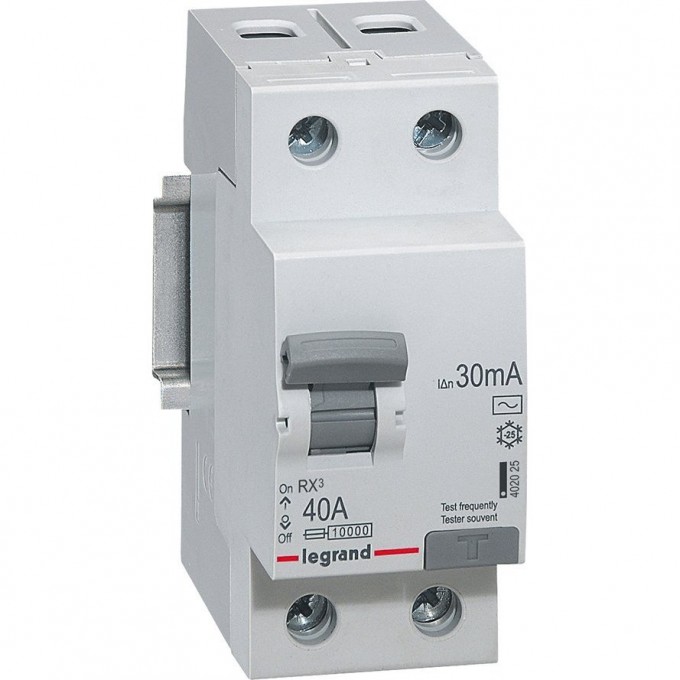 Выключатель дифференциального тока LEGRAND RX3 30мА 40А 2П тип AC белый 402025