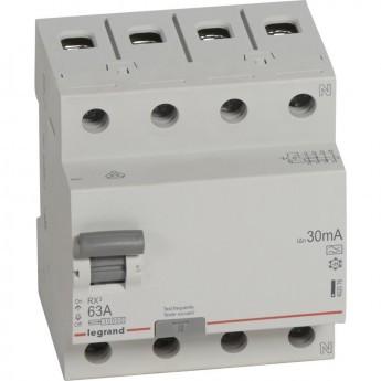 Выключатель дифференциального тока LEGRAND RX3 30мА 63А 4П тип A белый