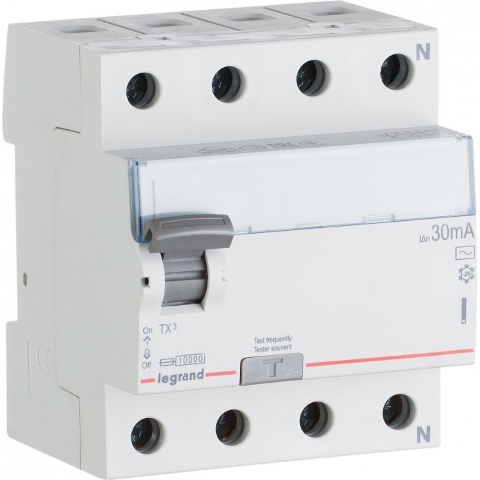 Выключатель дифференциального тока LEGRAND TX³ 4П 40 А тип AC 30 мА 4 модуля белый 403009