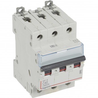 Автоматический выключатель LEGRAND DX³-E 6000 6 кА тип C 3П 230/400 В 40А 3 модуля белый