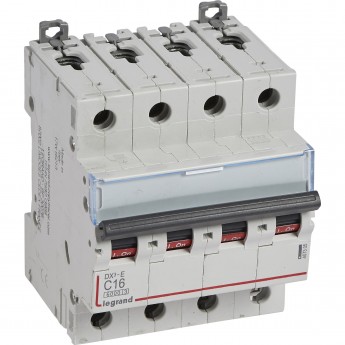 Автоматический выключатель LEGRAND DX³-E 6000 6 кА тип C 4П 230/400 В 16А 4 модуля белый