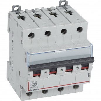 Автоматический выключатель LEGRAND DX³-E 6000 6 кА тип C 4П 230/400 В 20А 4 модуля белый