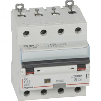 Автоматический выключатель дифференциального тока LEGRAND DX³ 6000 10 кА тип характеристики С 4П 400 В 16 А тип AС 30 мА 4 модуля белый