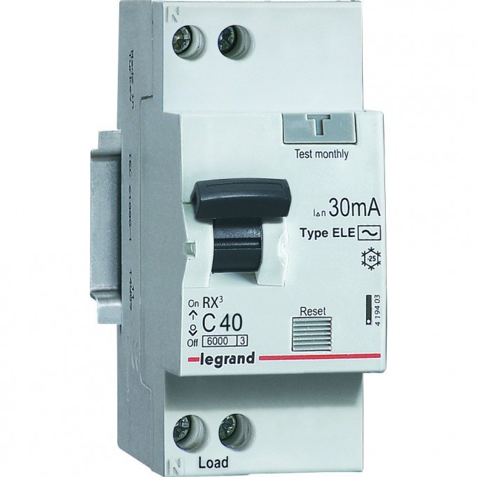 Автоматический выключатель LEGRAND RX3 ДТ 30мА 25А 1П+Н AC белый 419401