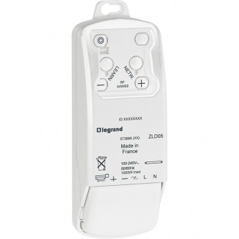 Светорегулятор-приемник - радио LEGRAND для установки в подвесной потолок 1 канал фаза + нейтраль 1000 ВА белый