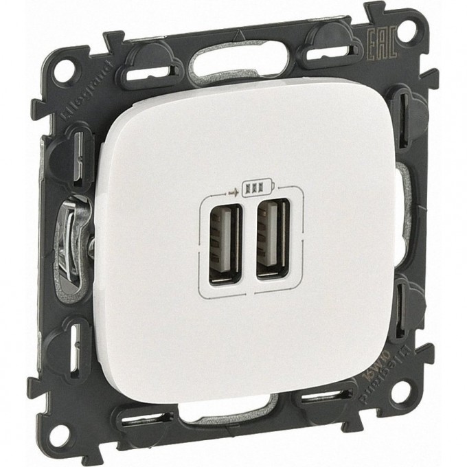Зарядное устройство LEGRAND Valena ALLURE с двумя USB-разьемами 240В/5В 1500мА с лицевой панелью жемчуг 754999