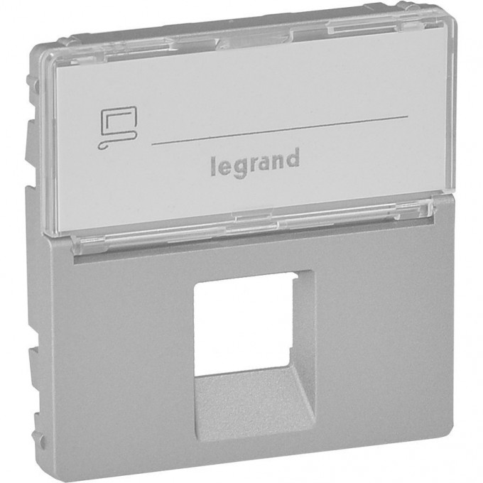Лицевая панель LEGRAND Valena LIFE для одиночных розеток телефонных/информационных с держателем маркировки алюминий 755472