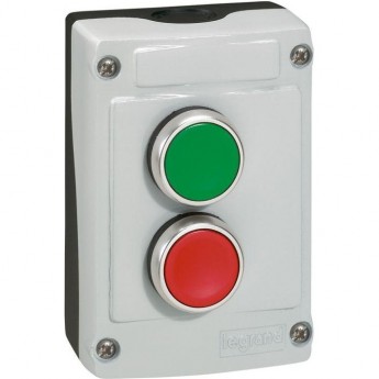 Кнопочный пост в сборе LEGRAND OSMOZ серый с 2 кнопками зеленая/красная, без фиксации