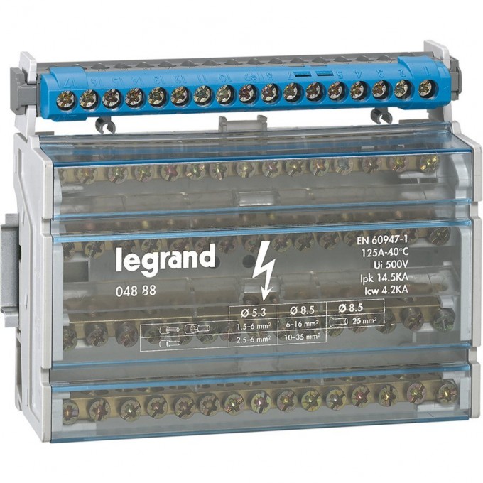 Модульный распределительный блок LEGRAND 4П, 125 A, 15 подключений 04888