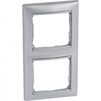 Рамка LEGRAND VALENA 2 поста вертикальная алюминий