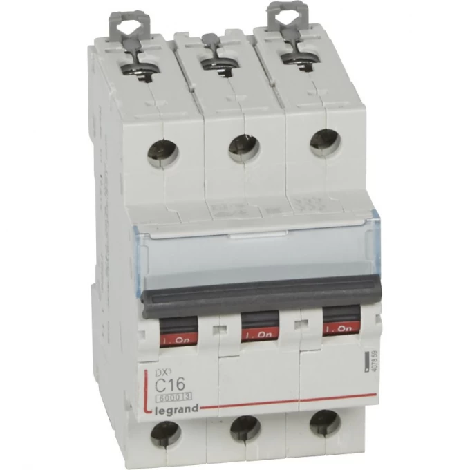 Выключатель автоматический LEGRAND трехполюсный 16А C DX3 6кА/10кА 407859