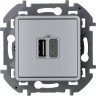 Зарядное устройство LEGRAND INSPIRIA с двумя USB разьемами A C 240В/5В 3000мА алюминий 673762