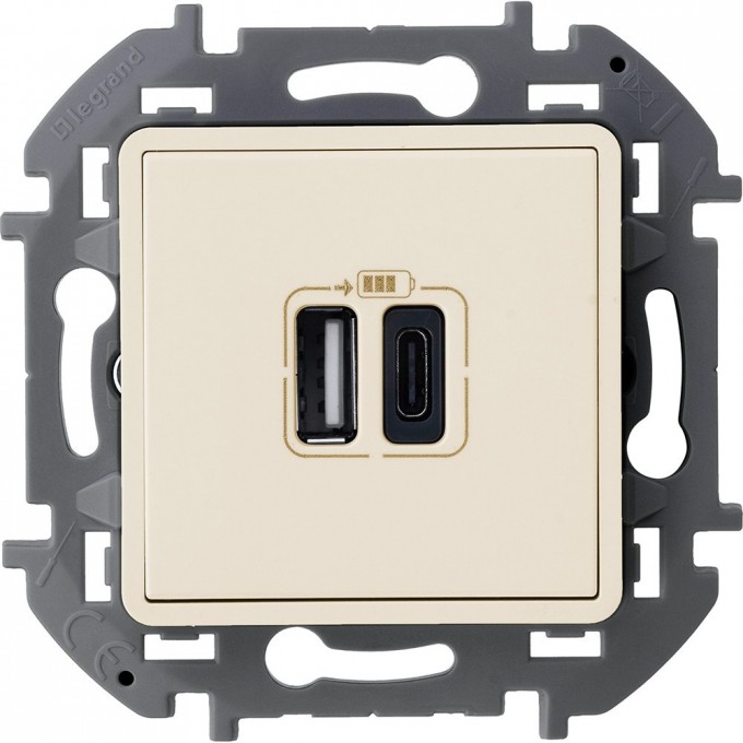 Зарядное устройство LEGRAND INSPIRIA с двумя USB разьемами A C 240В/5В 3000мА слоновая кость 673761